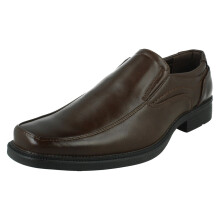 (Brown, UK 9) Mens Thomas Blunt Low Heel Slip On Shoes A1134