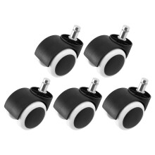 50mm Office Chair Roller Castor Wheels - Set of 5 - black&white