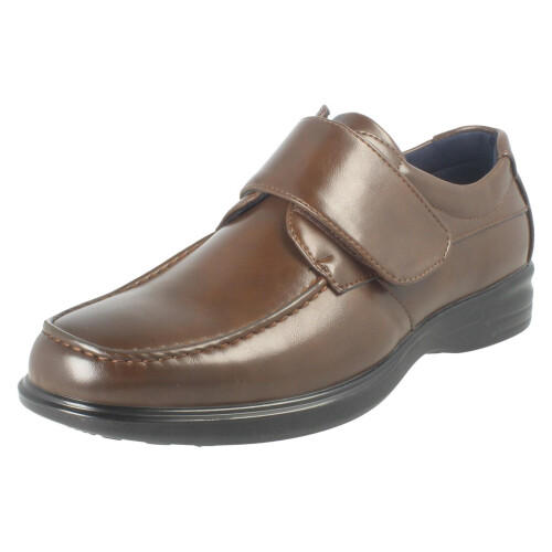 (Brown, UK 9) Mens Thomas Blunt Hook and Loop Strap Formal Shoes A1138