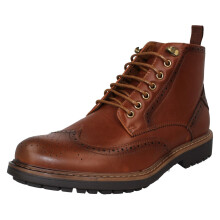 (Tan, UK 11) Mens Thomas Blunt Brogue Lace Up Casual Smart Ankle Boots A3R079