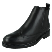 (Black, UK 11) Mens Thomas Blunt Low Heel Brogue Boots A3085