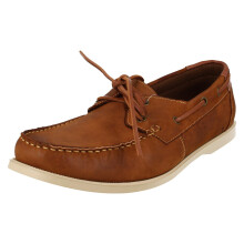 (Tan, UK 9) Mens Thomas Blunt Lace Up Leather Deck Shoes A2222