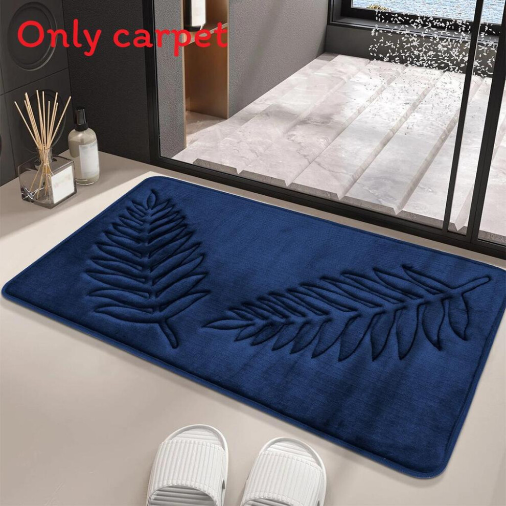 (Leaf Navy Blue, 40X60cm) Memory Foam 40X60cm60x90cm Bath Rugs Leaf Bath Mat Nonslip Absorbent Strong Water 695775680146