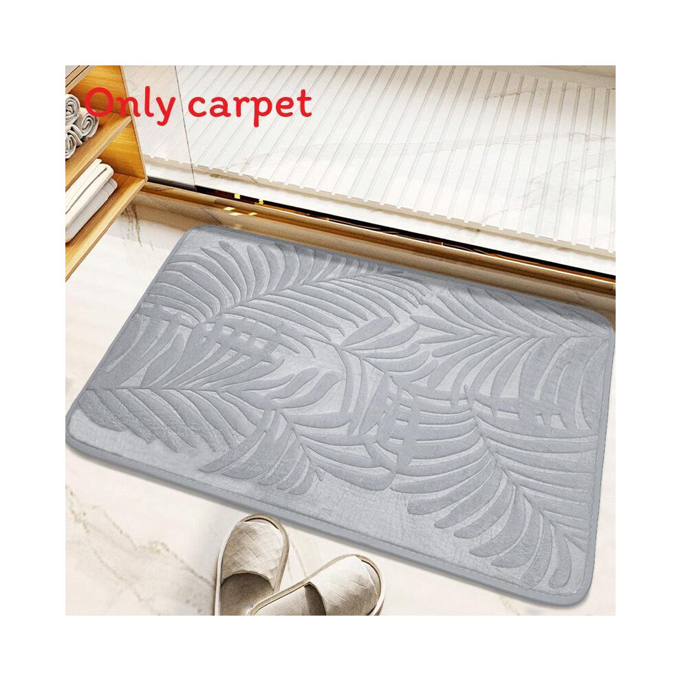 (Dense Light Gray, 40X60cm) Memory Foam 40X60cm60x90cm Bath Rugs Leaf Bath Mat Nonslip Absorbent Strong Water 692522612641