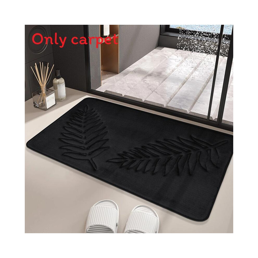 (Leaf Black, 40X60cm) Memory Foam 40X60cm60x90cm Bath Rugs Leaf Bath Mat Nonslip Absorbent Strong Water 699281452440