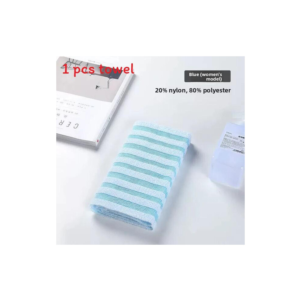 (BlueStripes) Long Strip Bath Wash Exfoliating Shower Towel Scrub Cloth For Body Bathing Use