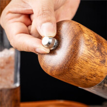 8 in Manual Salt and Pepper Grinder, Solid Wood Spice Shaker Mill with Base, Refillable Wooden Grinder for Kitchen Tools