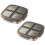 Lot de 2 Boîtes à Goûter en Acier Inoxydable avec Couvercles Hermétiques, 4 Compartiments 2