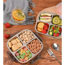 Paquete de 2 Recipientes de Acero Inoxidable para Aperitivos con Tapas Herméticas, Recipientes de Almacenamiento de Alimentos de 4 Compartimentos