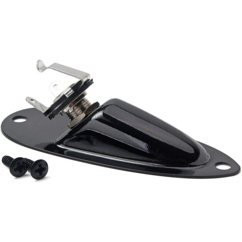 Boat Input Output Jack Plate Socket with Screws for Fender Strat Guitar Black