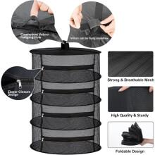 4-Layer Herb Drying Rack - Foldable Mesh Hanging Dryer Net for Socks, Flowers, Tea, Fruits, and Vegetables Drying, 1 Set