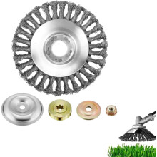 Universal Indestructible Steel Wire Brush Cutter Head for Garden Lawn with Adapter Kits for Weeding and Rust Removal
