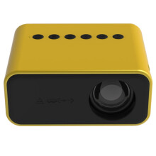 Proyector LED inteligente HD portátil mini T500 1920X1080P de 80 lúmenes con control remoto y adaptador compatibles (amarillo): Con control remoto y