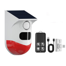 Allarme con telecomando e repellente per animali compatibile con sensore a infrarossi per il corpo umano alimentato a energia solare CT80R USB aggior