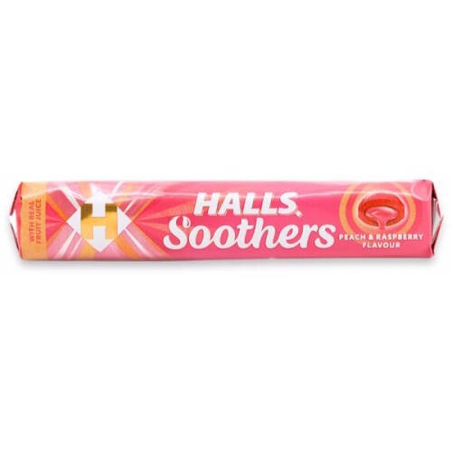 Halls 12 x Halls Soothers Peach & Raspberry Flavour 45g