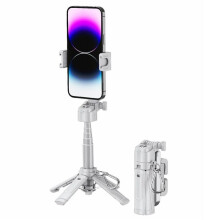 Perche à selfie télescopique quadrupède portable stabilisée à l'image P25 (blanche) : Cadeau surprise P25