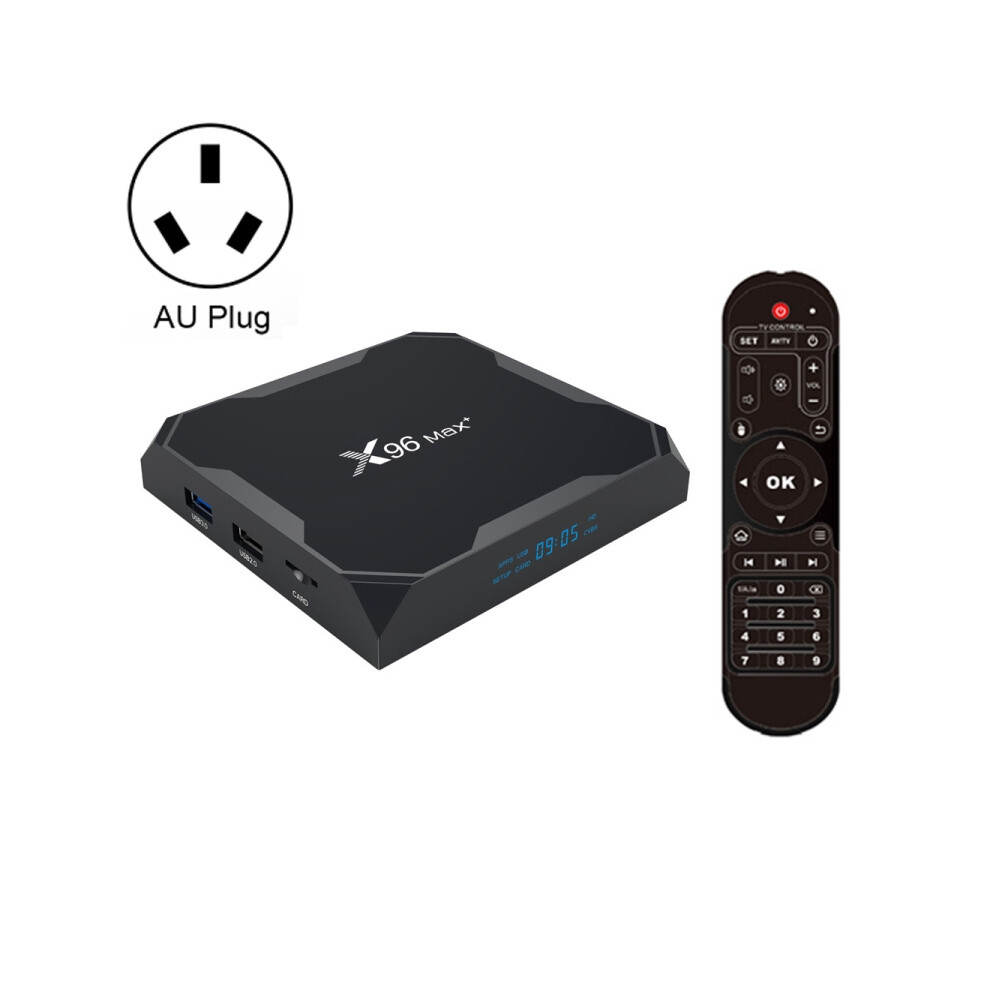 X96 Max+ 4K Smart Set-Top Box, Android 9.0, S905x3 Quad-Core, 4Gb+64Gb, Supports Lan, Av, 2.4G/5G Wifi, Usb X2, Tf Card, Australian Standard. :Au Sur 9072918040493