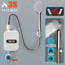 220V 3500W Durchlauferhitzer-Wasserhahn mit Digitalanzeige und EU-Stecker für Badezimmer und Dusche, geeignet für Landhaus, Hotel und Chalet