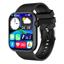 De Qx7 is een smartwatch met een 1,85-inch TFT-scherm die Bluetooth-bellen, gezondheidsmonitoring en meer dan 100 sportmodi ondersteunt (Rock Black).