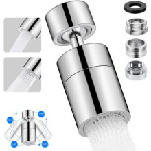 360 Grad drehbarer Chrom-Wasserhahn mit M22- oder M24-Gewinde und zwei verschiedenen Düsen für Küche/Badezimmer