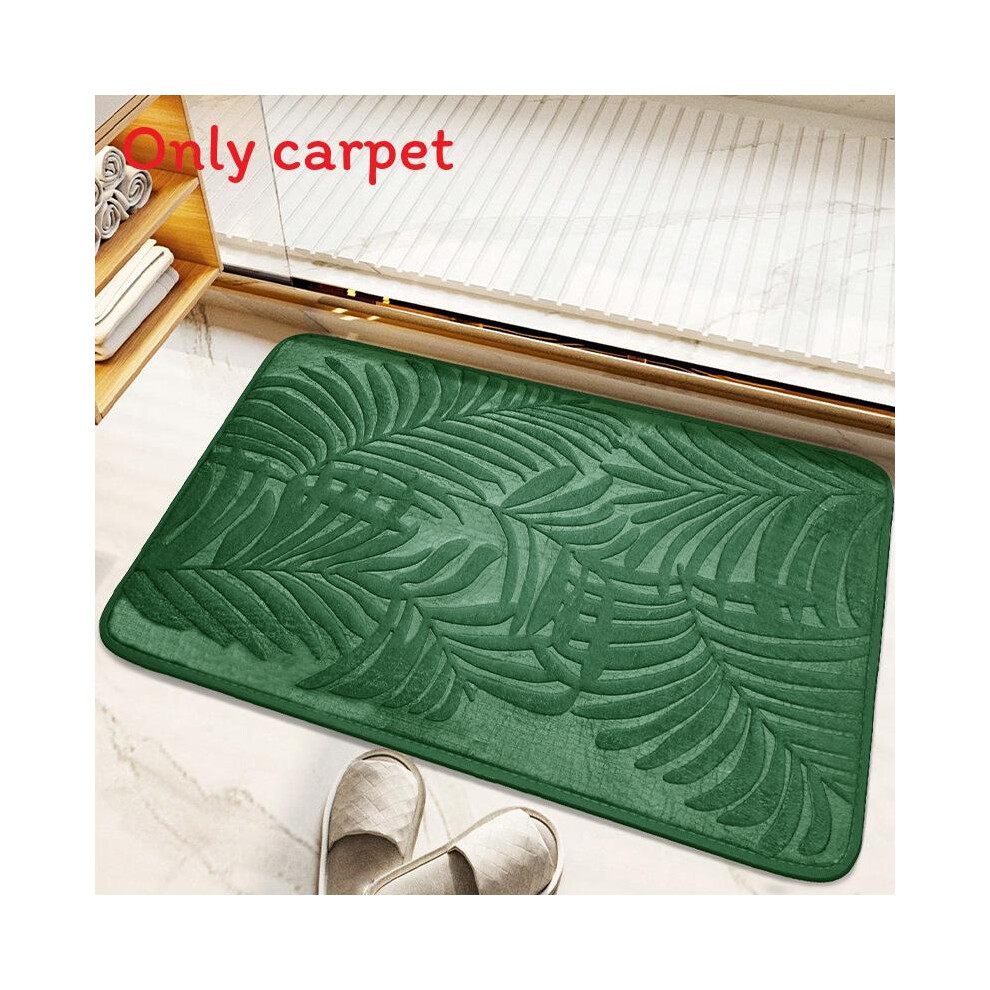 (Dense Green, 60X90cm) Memory Foam 40X60cm60x90cm Bath Rugs Leaf Bath Mat Nonslip Absorbent Strong Water 694398951817