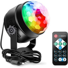 Boule disco rotative à 360 avec lumières LED activées par la musique, idéale pour les fêtes.
