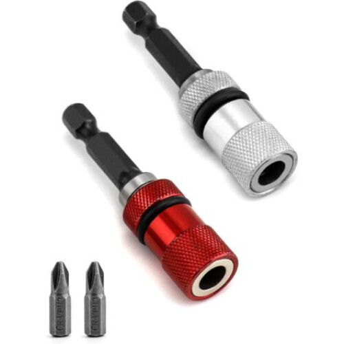 2Pcs Magnetic Bit Holder with Depth Stop, 1/4" Hex Shank, Includes 2 x PH2 placo Screwdriver Bits
