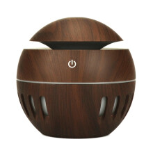 Wood Grain Usb Humidifier With Compatible Remote Control, Seven-Color Hollowed-Out Aroma Lamp, And Alcohol Sprayer (Dark Wood Grain - 3) :HC0372C Sur