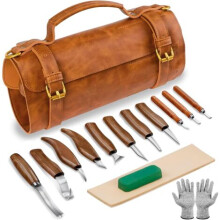Wood Carving Kit for Beginners, 15PCS Wood Carving Tools Kit, Basswood Carving Blocks, Gloves, Rolling Bag, Sharpener for Wood Carving Kit