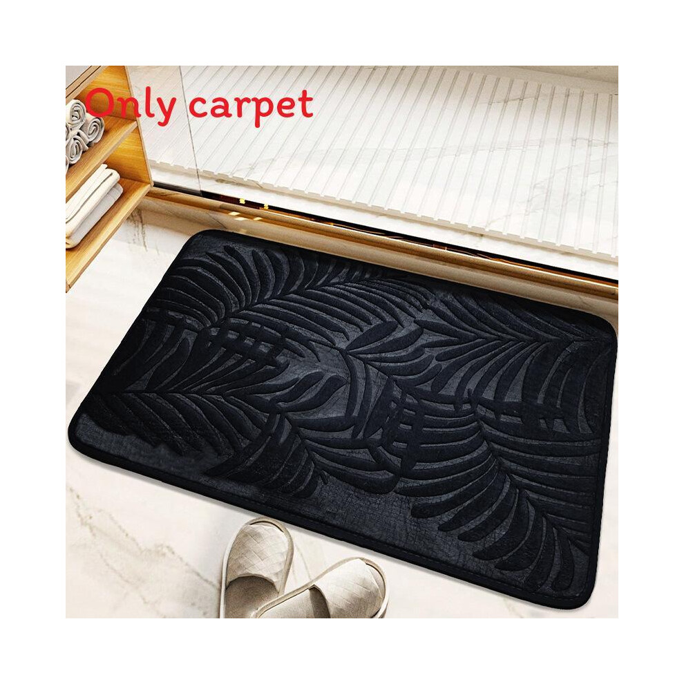 (Dense Black, 40X60cm) Memory Foam 40X60cm60x90cm Bath Rugs Leaf Bath Mat Nonslip Absorbent Strong Water 694805537894