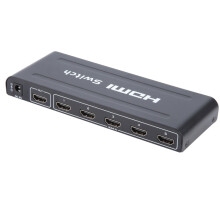 Conmutador HDMI de 5 puertos (negro): con indicador LED. Regalo sorpresa.