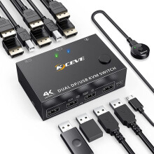 Conmutador KVM KC-KVM202DPA-USB2.0 DP 3DP+3DP (Color: Negro): Regalo sorpresa KC-KVM202DPA