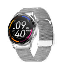 HD2 1,32-inch smartwatch met hartslag-, bloeddruk- en slaapmonitoring (zilver/staal): zilver + stalen verrassingscadeau