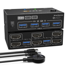 Conmutador KVM KC-KVM202AS 4K 60Hz USB 3.0 HDMI para doble monitor, compatible con pantalla de bloqueo simulada EDID: Regalo sorpresa KC-KVM202AS