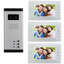 Interphone vidéo couleur filaire 7 pouces avec caméra de vision nocturne infrarouge et moniteurs intérieurs pour 2/3 appartements (3 moniteurs)