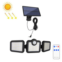 Tg-Ty075 Solar-Powered 3-Head Free-Rotating Wall Lamp With Compatible Remote Control And Human Body Induction, Outdoor Waterproof Courtyard Lighting,