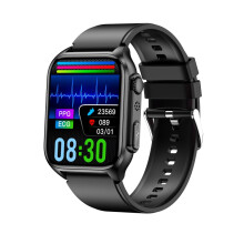 Tk12 1.96-Inch Ip67 Waterproof Silicone Strap Smartwatch Supports Ecg/Remote Home Care/Bluetooth Calling/Body Temperature Monitoring (Black) :Sil Sur