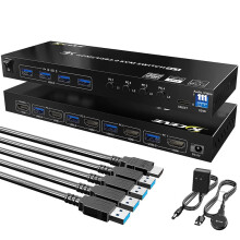 KVM401A 4-portová USB 3.0 zdieľacia jednotka, HDMI KVM prepínač, Hub, adaptér na zdieľanie Hub (čierny) :KVM401A darček prekvapenie