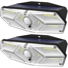 2 stuks 104 LED-zonnelampen, waterdicht, met bewegingssensor, 3 standen, op zonne-energie, stralingshoek van 270 voor garage, tuin, oprit en voo