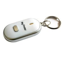 Mini detector de llaves con silbato LED y pitido intermitente, localizador de llaves perdidas con control remoto compatible, apto para niños (blanco)