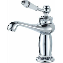 Bathroom Faucet Single Lever Sink Mixer Tap Ceramic Floral Decoration Bathroom Sink Faucet Sink Faucet, Chrome