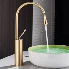Bathroom Sink Faucet Gold Basin Mixer Tap Tall 360 Swivel Toilet Faucet