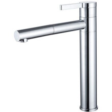 Basin faucet, all copper, hot and cold basin faucet, 360 degree rotating pull-out faucet, silver