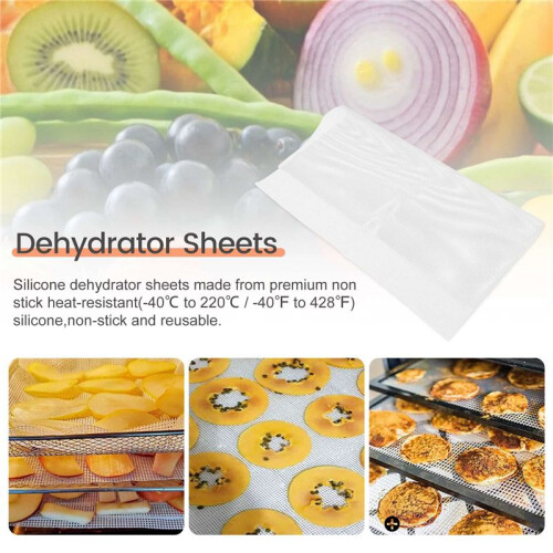 Silicone Dehydrator Sheets, Premium Non Stick Silicone Mesh for Fruit Dehydrator, Dehydrator Tray Reusable 12Pcs 1