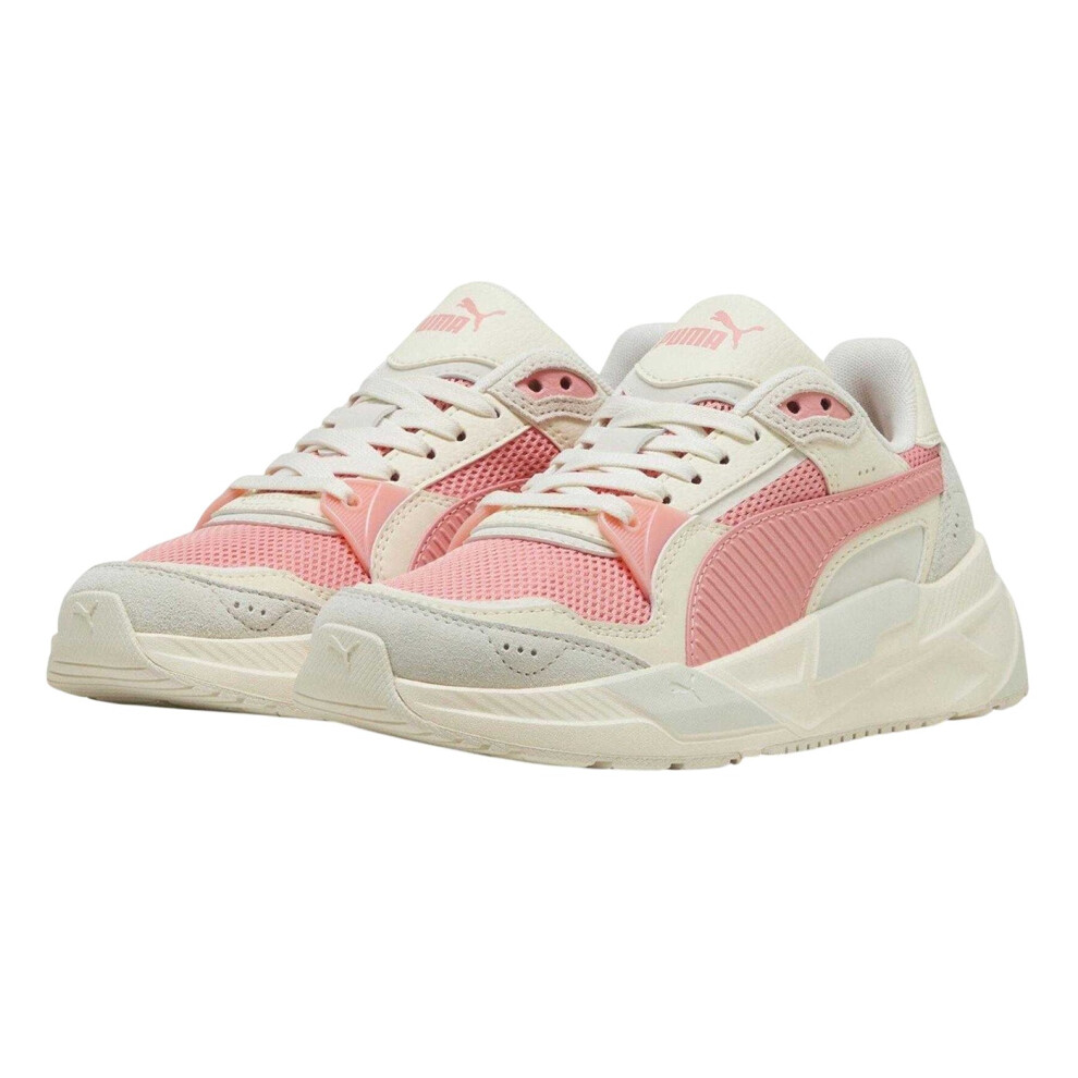 Puma (3 Uk, White/Pink/Grey) Childrens/Kids Trinity Trainers Grey