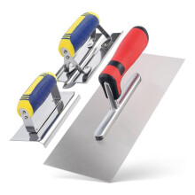 3 Pack Sainless Steel Concrete Tools Set, Flat Finishing Trowel Concrete Hand Edger and Groover with Soft Grip