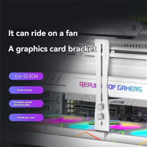 COOLMOON Aluminum GPU Brace Adjustable  Card GPU Holder for Vertical GPU in PC Case Universal White