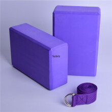 (Purple) And Yoga Block Yoga Strap Set Eva Foam Soft Nonslip Yoga Blocks Universal Pilates Stretching And Workouts Toning