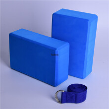 (Blue) And Yoga Block Yoga Strap Set Eva Foam Soft Nonslip Yoga Blocks Universal Pilates Stretching And Workouts Toning