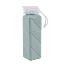 Collapsible Water Bottle with Leakproof Valve, Reusable Silicone Water Bottle for Travel, Gym, Camping, Sport Green